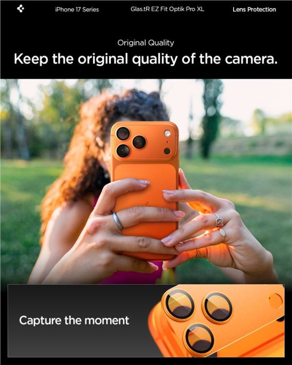 Spigen Glass tR EZ Fit Optik Pro XL 1 Pack Orange-Apple iPhone 17 Pro (AGL10645) - Image 3