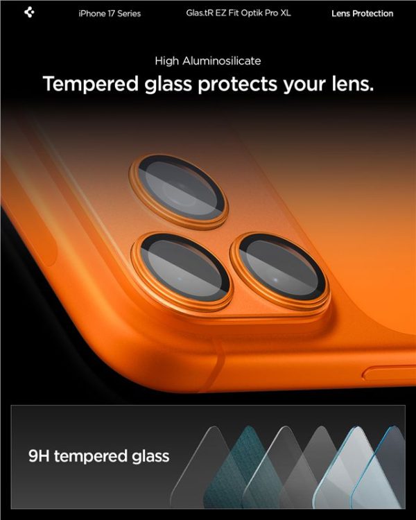Spigen Glass tR EZ Fit Optik Pro XL 1 Pack Orange-Apple iPhone 17 Pro (AGL10645) - Image 4