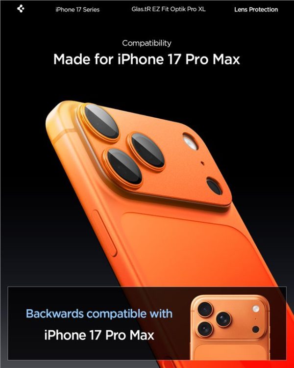 Spigen Glass tR EZ Fit Optik Pro XL 1 Pack Orange-Apple iPhone 17 Pro Max (AGL10650) - Image 12