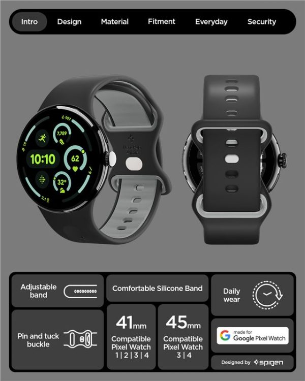 Spigen Nano Pop Band black sesame-Google Pixel Watch 4/3/2/1 41mm (AMP09486) - Image 3