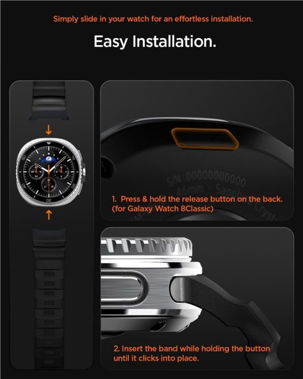 Spigen Silicone Band black-Samsung Galaxy Watch 8 46/44/40mm (AMP10151) - Image 18