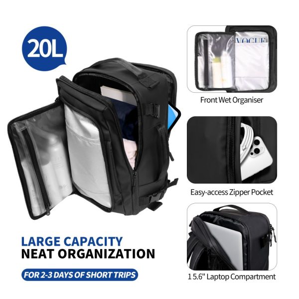 TECH-PROTECT DEFENDER S50 RYANAIR & WIZZAIR TRAVEL LAPTOP CABIN BACKPACK 20L 40x20x25 BLACK - Image 5