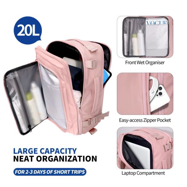 TECH-PROTECT DEFENDER S50 RYANAIR & WIZZAIR TRAVEL LAPTOP CABIN BACKPACK 20L 40x20x25 DUSTY PINK - Image 5