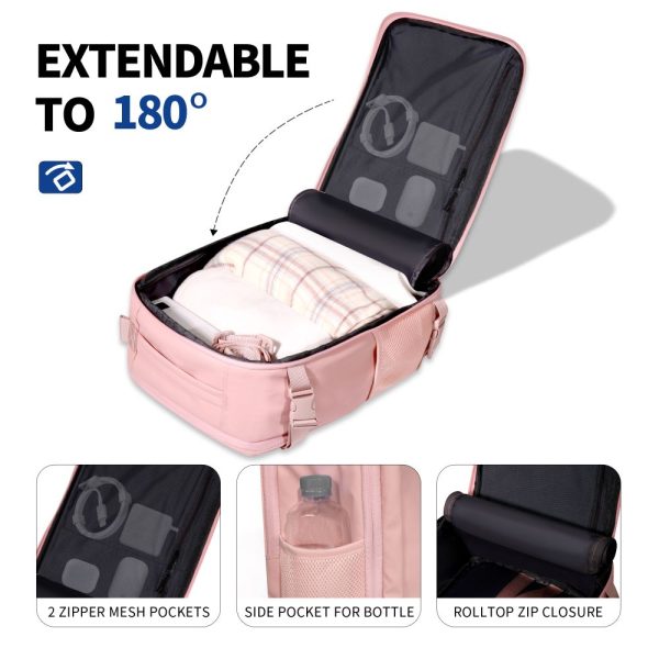 TECH-PROTECT DEFENDER S50 RYANAIR & WIZZAIR TRAVEL LAPTOP CABIN BACKPACK 20L 40x20x25 DUSTY PINK - Image 6