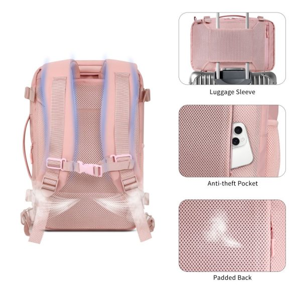 TECH-PROTECT DEFENDER S50 RYANAIR & WIZZAIR TRAVEL LAPTOP CABIN BACKPACK 20L 40x20x25 DUSTY PINK - Image 7