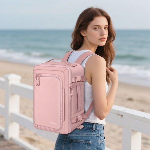 TECH-PROTECT DEFENDER S50 RYANAIR & WIZZAIR TRAVEL LAPTOP CABIN BACKPACK 20L 40x20x25 DUSTY PINK - Image 9
