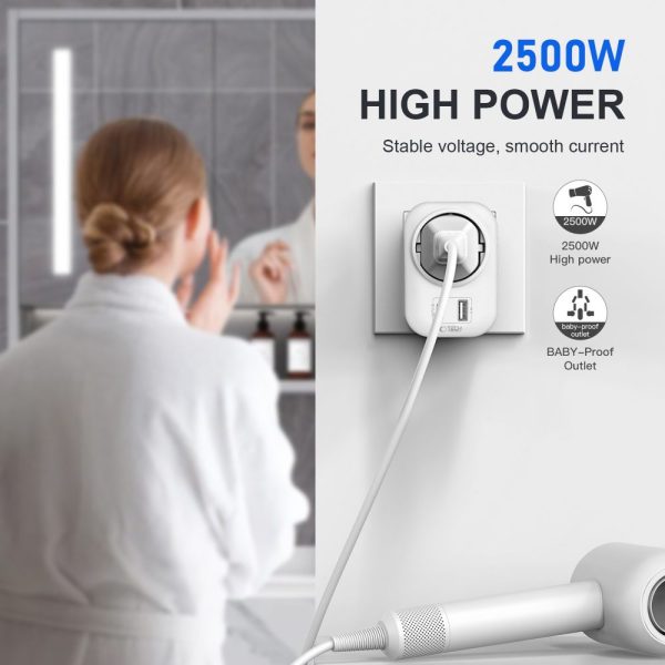 TECH-PROTECT TA100 TRAVEL ADAPTER UK TO EU WHITE - Image 4