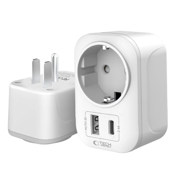 TECH-PROTECT TA100 TRAVEL ADAPTER US TO EU WHITE - Image 3
