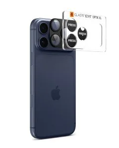 Προστατευτικό φακών κάμερας Spigen Optik Pro XL με σύστημα EZ Fit για το Apple iPhone 17 Pro σε μαύρο χρώμα