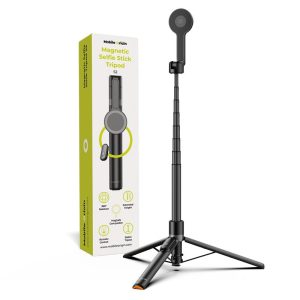 Μαύρο μαγνητικό selfie stick και τρίποδο Mobile Origin S2 με βάση MagSafe και τηλεχειριστήριο Bluetooth