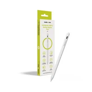 Λευκή ενεργή γραφίδα Mobile Origin PE1 Universal Stylus με μαγνητική στήριξη και φόρτιση USB-C