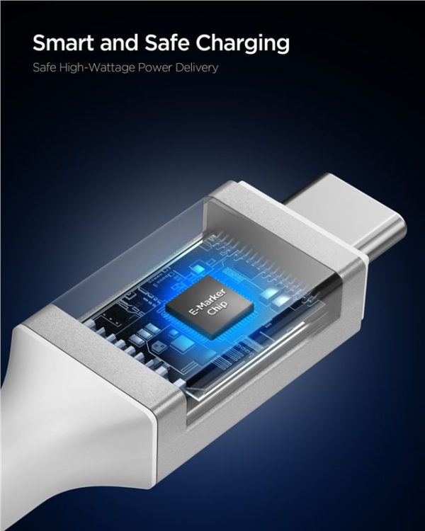 Spigen Essential USB C to USB C 100W Fabric Cable White EB10015CC (ACA10420) - Image 4