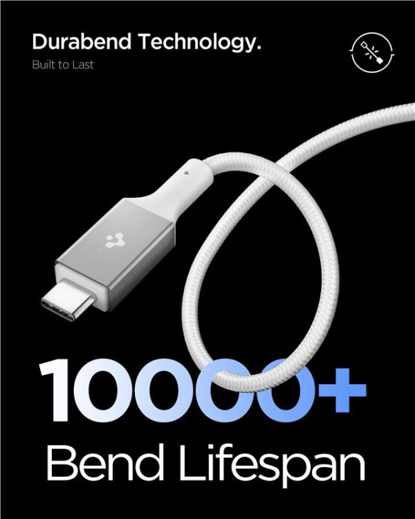 Spigen Essential USB C to USB C 100W Fabric Cable White EB10015CC (ACA10420) - Image 6