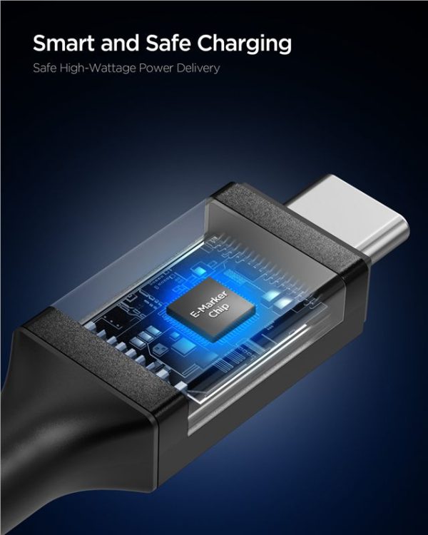 Spigen Essential USB C to USB C 100W Fabric Cable Black EB10015CC (ACA10421) - Image 4