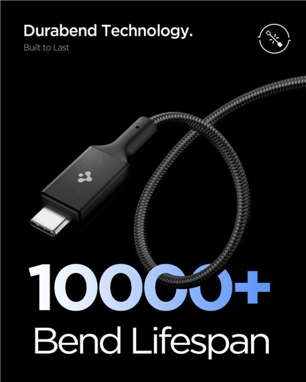 Spigen Essential USB C to USB C 100W Fabric Cable Black EB10015CC (ACA10421) - Image 6