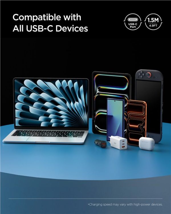 Spigen Essential USB C to USB C 240W Fabric Cable Black EB24015CC (ACA10423) - Image 6