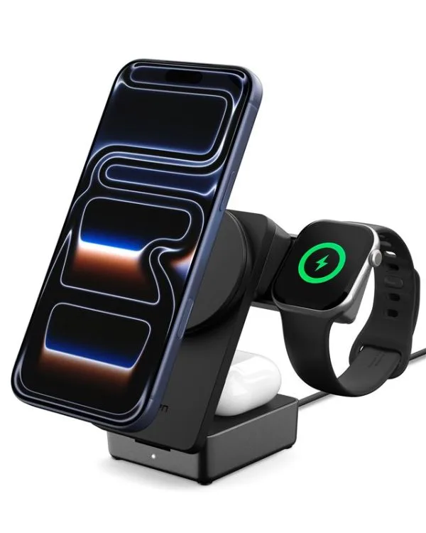 Ασύρματος Φορτιστής 3 σε 1 Spigen EF323MQ Essential MagSafe Qi2.2 25W Black (ACH10398) - Image 8