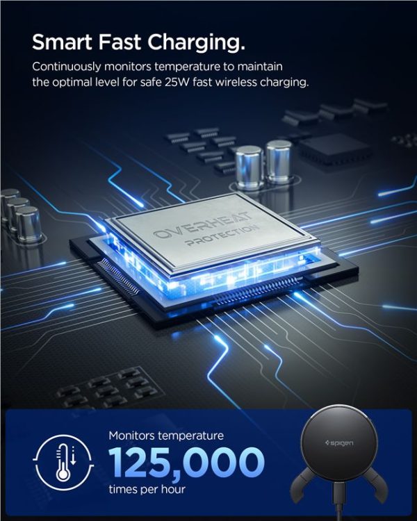 Spigen Essential MagSafe Peltier Wireless Car Charger EV25MFAQ Black - Air vent (ACP10511) - Image 6