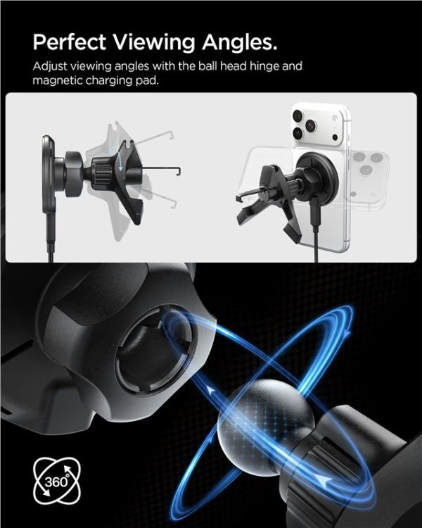 Spigen Essential MagSafe Wireless Car Charger EV15MAQ Black - Air vent (ACP10513) - Image 5