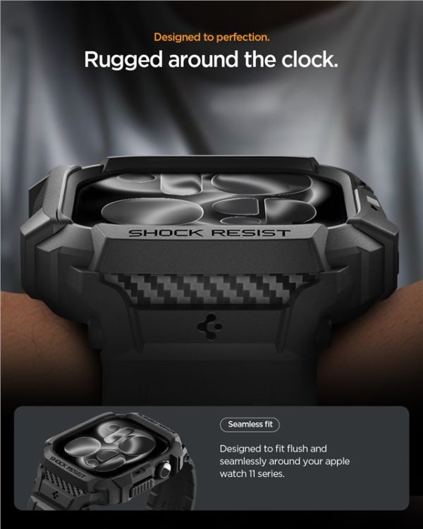 Spigen Rugged Armor Pro 2 Matte Black-Apple Watch 11 46mm (ACS10503) - Image 8