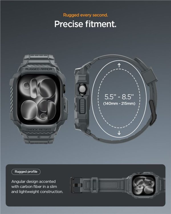 Spigen Rugged Armor Pro 2 Dark Gray-Apple Watch 11 46mm (ACS10504) - Image 6