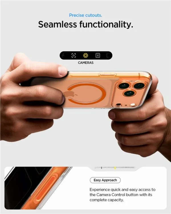 Θήκη Spigen Ultra Hybrid MagSafe – iPhone 17 Pro Max – Clear / Orange (ACS11109) - Image 5