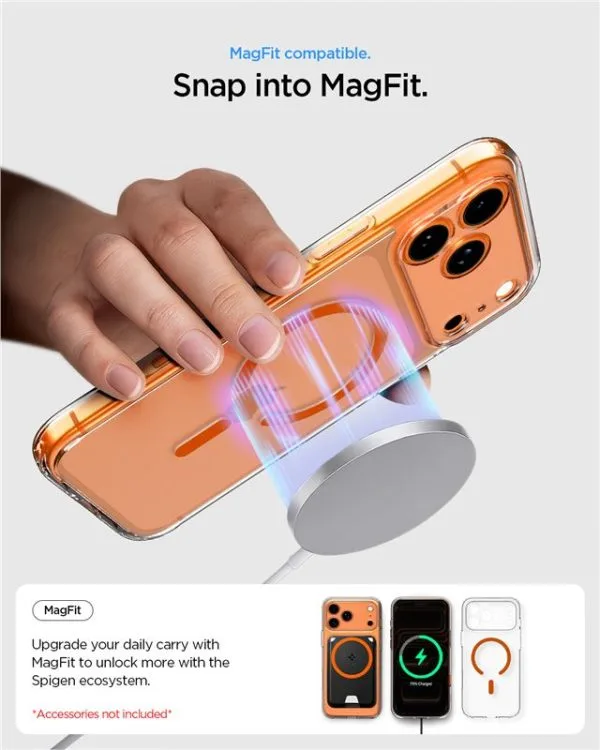 Θήκη Spigen Ultra Hybrid MagSafe – iPhone 17 Pro Max – Clear / Orange (ACS11109) - Image 6