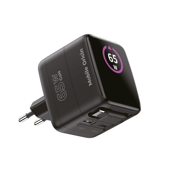 Mobile Origin 65W GaN Display Charger PW3 - USB-C Cable + USB-C + USB-A (MO-65WDCH-PW3) - Image 2