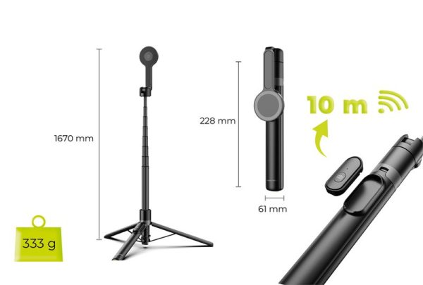 Mobile Origin Magnetic Selfie Stick Tripod S2 με MagSafe & Bluetooth Remote 1.67m (MO-MSST-S2) - Image 15