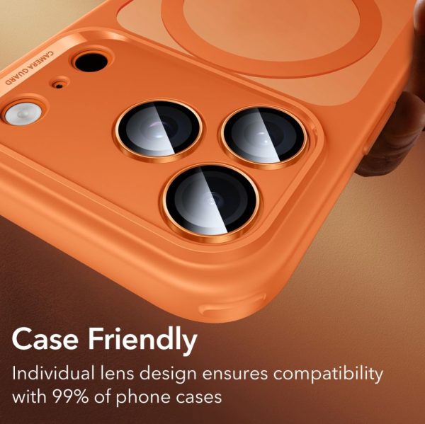 ESR ARMORITE CAMERA PROTECTOR IPHONE 14 PRO/14 PRO MAX/15 PRO/15 PRO MAX/16 PRO /16 PRO MAX/17 PRO/17 PRO MAX ORANGE - Image 9