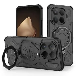 Rugged θήκη Tech-Protect TacticStand MagSafe με ενσωματωμένο stand και carbon λεπτομέρειες για το Xiaomi 15T Pro