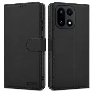 Μαύρη δερμάτινη θήκη Tech-Protect Wallet με εσωτερικές θήκες για κάρτες και λειτουργία stand για το OnePlus 15