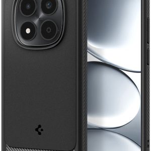 Μαύρη ματ θήκη Spigen Rugged Armor με λεπτομέρειες carbon για το Xiaomi Redmi Note 15 Pro 5G