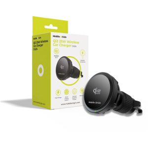 Μαύρος μαγνητικός φορτιστής αυτοκινήτου Mobile Origin CA24 με τεχνολογία Qi2 25W και ενεργή ψύξη