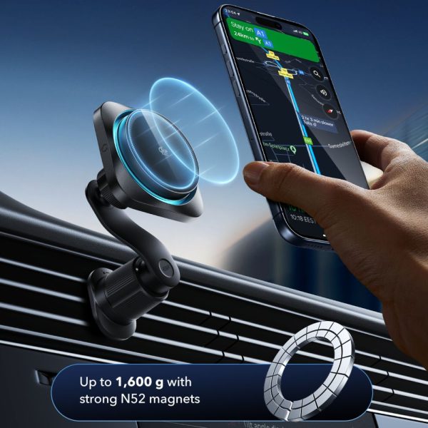 ESR OMNILOCK CRYOBOOST MAGNETIC MAGSAFE VENT CAR MOUNT WIRLESSS CHARGER QI2.2 25W BLACK - Image 4