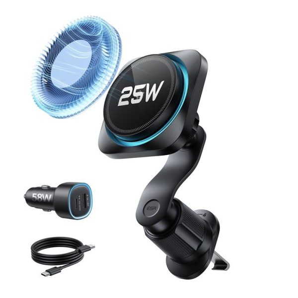 ESR OMNILOCK CRYOBOOST MAGNETIC MAGSAFE VENT CAR MOUNT WIRLESSS CHARGER QI2.2 25W BLACK