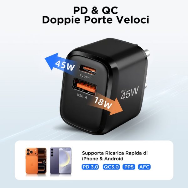 TECH-PROTECT NCA45W-GAN 2-PORT NETWORK CHARGER PD 45W / QC3.0 BLACK - Image 7