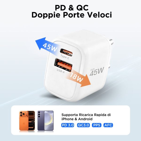 TECH-PROTECT NCA45W-GAN 2-PORT NETWORK CHARGER PD 45W / QC3.0 + LIGHTNING CABLE WHITE - Image 10