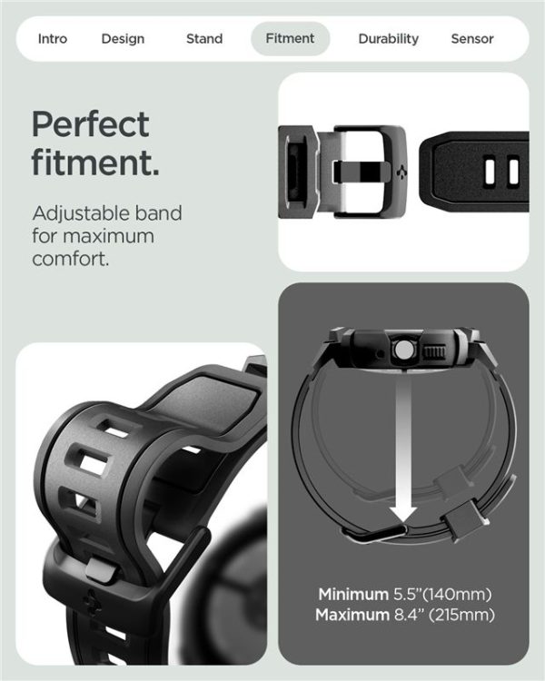 Spigen Rugged Armor Pro V2 matte Black-Google Pixel Watch 4 45mm (ACS11223) - Image 10