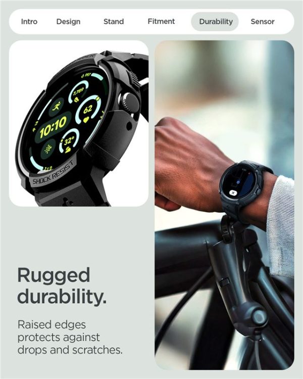Spigen Rugged Armor Pro V2 matte Black-Google Pixel Watch 4 45mm (ACS11223) - Image 11