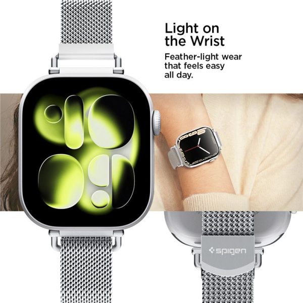 Μεταλλικό Λουράκι Spigen Metal Band για Apple Watch 42mm / 41mm / 40mm – Silver (AMP10498) - Image 10