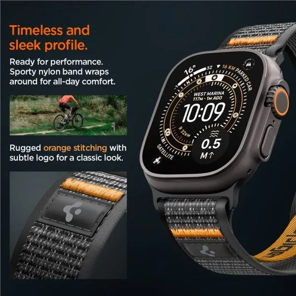 Λουράκι Spigen Athlex Air 2 Active Band για Apple Watch 49mm / 46mm / 45mm / 44mm – Black / Orange (AMP10607) - Image 7