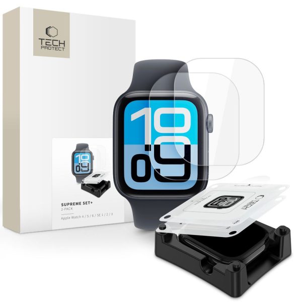 FOLIA HYDROŻELOWA TECH-PROTECT SUPREME SET+ 2-PACK APPLE WATCH 4 / 5 / 6 / SE 1 / 2 / 3 (44 MM) CLEAR