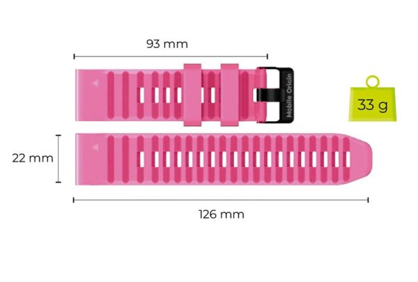 Mobile Origin Easy Strap Silicone Watch 22mm Pink (MO-ESS-22-PNK) - Image 3