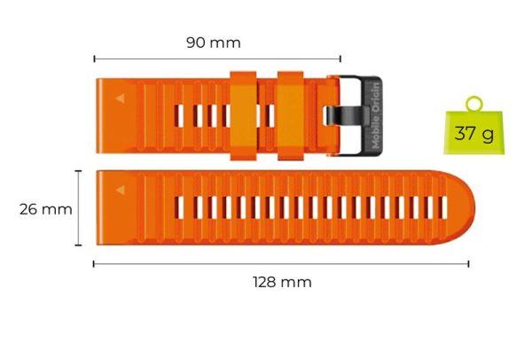 Mobile Origin Easy Strap Silicone Watch 26mm Orange (MO-ESS-26-ORG) - Image 5
