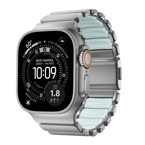 Λουράκι Nomad Stratos Band Natural Titanium / FKM για Apple Watch 49mm / 46mm / 45mm – Icy Blue Glow - Image 3