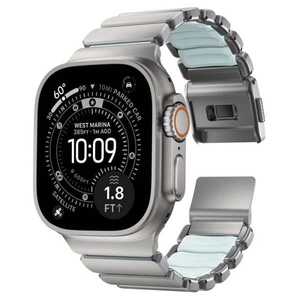 Λουράκι Nomad Stratos Band Natural Titanium / FKM για Apple Watch 49mm / 46mm / 45mm – Icy Blue Glow - Image 4