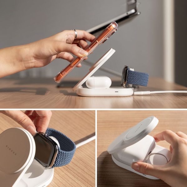 RINGKE QI2.2 25W 3IN1 MAGNETIC MAGSAFE WIRELESS FOLDING CHARGER WHITE - Image 5