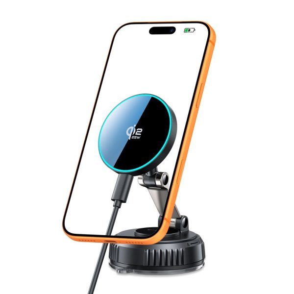 TECH-PROTECT MM25W-V8 QI2.2 MAGNETIC MAGSAFE WINDSHIELD & DASHBOARD CAR MOUNT WIRELESS CHARGER 25W BLACK - Image 2
