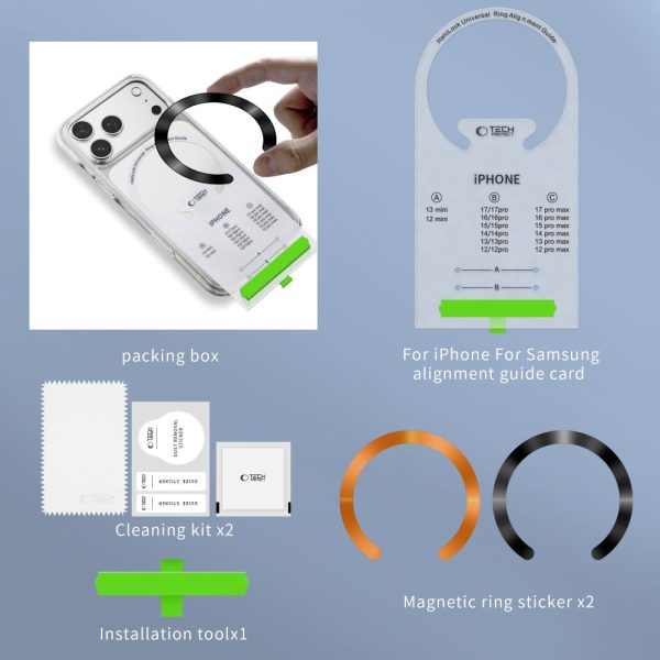 TECH-PROTECT MMP-210 MAGNETIC MAGSAFE RING 2-PACK BLACK & COSMIC ORANGE - Image 9